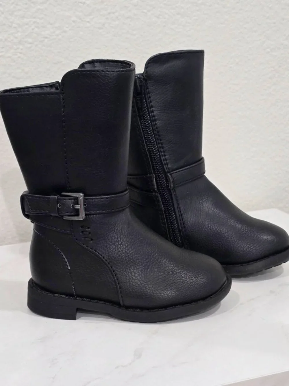 The Children’s Place ✦ Black Riding Boots ✦ Side Zipper Buckle Detail Sz 4 NWT